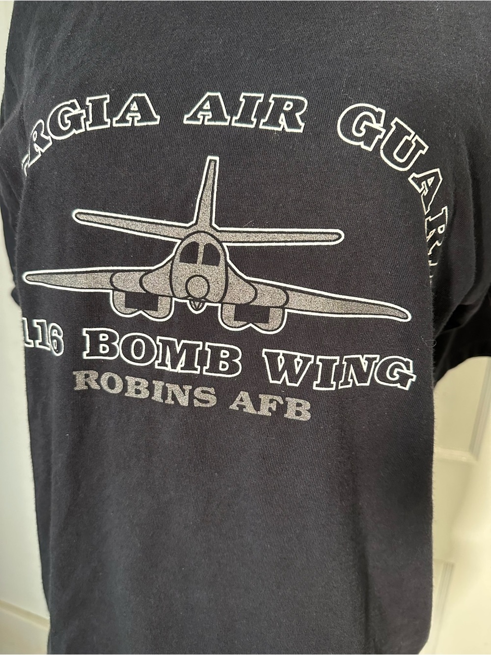 Vintage F-16 Soffe Navy Short Sleeve Georgia Air Guard 116 Bomb Wing Graphic Tee - Picture 2 of 5